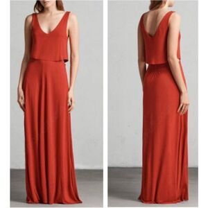 ALLSAINTS Red Helena Popover Maxi Dress